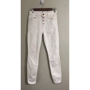 MOTHER Jeans Women 26 Ivory The Pixie Skinny Taste The Rainbow Button Fly